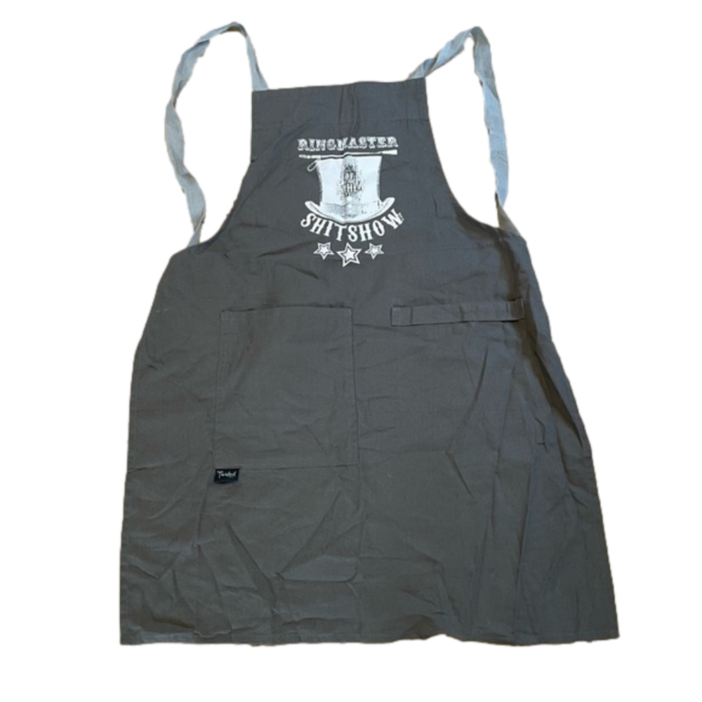 Twisted Wares Grey Ring Leader of the Shitshow Open Back Apron